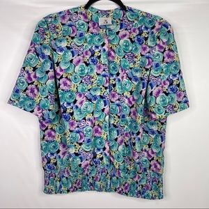 Vintage Multicolor Rose Top Size M